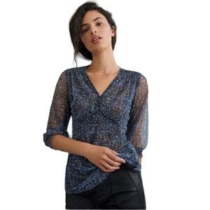 Anthropologie - Gretchen Smocked Tunic Blouse Sz S